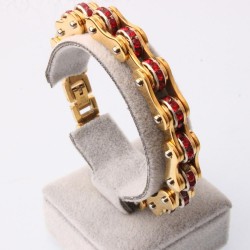 Motorcycle chain bracelet - unisex - with crystal decoration