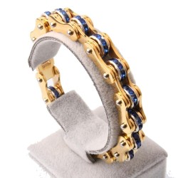 Motorcycle chain bracelet - unisex - with crystal decoration