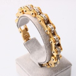 Motorcycle chain bracelet - unisex - with crystal decoration