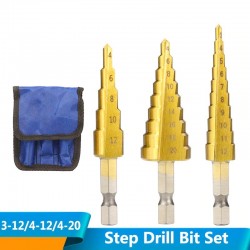 HSS step drill bit set - 3-12mm / 4-12mm / 4-20mm