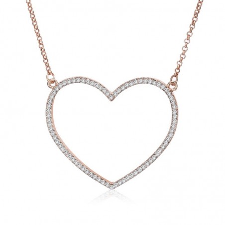 Heart-shaped pendant with necklace - with crystals - rose goldNecklaces