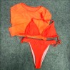 Sexy bikini set - long sleeve top - high / low waist - 3 piecesBeachwear
