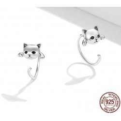 Earrings with small kitty - 925 sterling silverEarrings