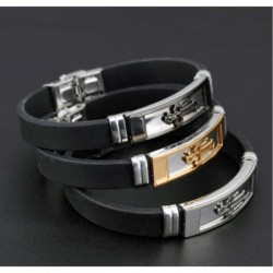 Bracciale in silicone con croce scavata - acciaio inossidabile - elettrolitico - regolabile