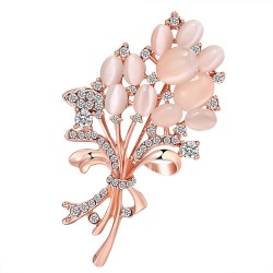 Opal flower - crystal brooch