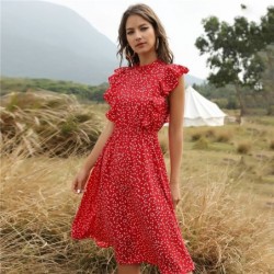 Summer dotted dress - with butterfly sleeves