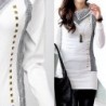 White long sweater - high collar - long sleeve - with metal decorationsHoodies & Jumpers
