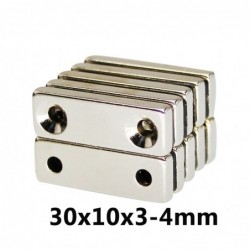 N35 rectangular magnet - with double holes - 30 * 10 * 3.4mm - 20 / 30 / 50 pieces