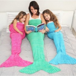 CAMMITEVER Mermaid tail blanket - knitted - for adults - super soft - all seasons - various colours