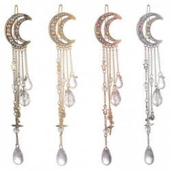 Moon crescent - hair clip with long tassels / crystalsHair clips