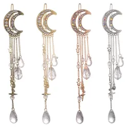 Moon crescent - hair clip with long tassels / crystalsHair clips
