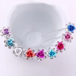 Luxurious hair pins with crystal flowers - 200 piecesHair clips