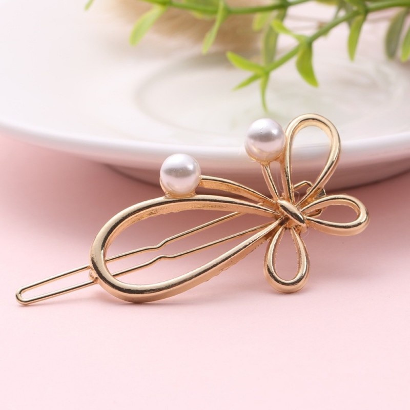 Bow-knot butterfly - metal hair clip - with pearlsHair clips