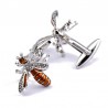 Bee shaped - metal cufflinks - with crystal decorations