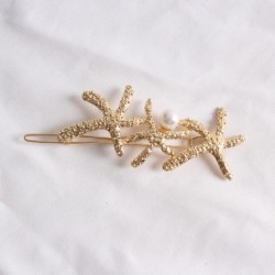 Crystal hair pin - with a pearl - starfish / safety pinHair clips
