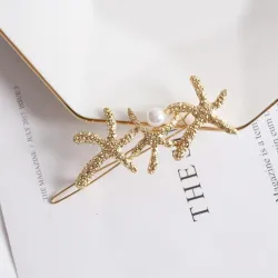 Crystal hair pin - with a pearl - starfish / safety pinHair clips