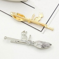 Metal hair clip - cat on broomstickHair clips