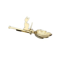 Metal hair clip - cat on broomstickHair clips