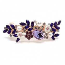 Luxury purple crystal hair clip for women - floral leaf design with diamant