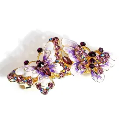 Vintage hair clip - with double crystal butterfliesHair clips