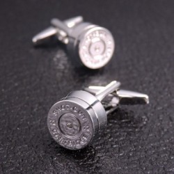 Bullet shaped round silver cufflinksCufflinks
