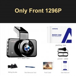 AZDOME M17 dash cam - automobile / motorcycle - night vision - dual lens - 24hour parking monitor