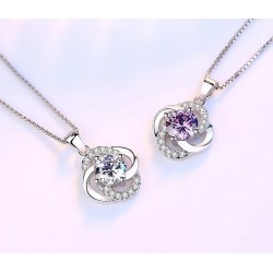 Crystal four-leaf clover - 925 sterling silver necklace - 45cm