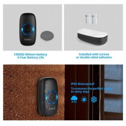KERUI M523 - wireless doorbell kit - LED - waterproof - with touch button / 32 songs