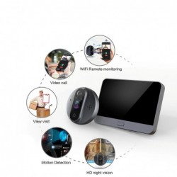 Smart video doorbell - with peephole / PIR motion detection / APP / WiFi - remote controlSecurity cameras