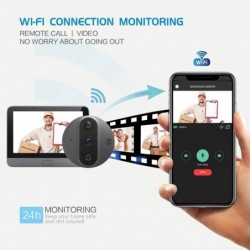 Smart video doorbell - with peephole / PIR motion detection / APP / WiFi - remote controlSecurity cameras