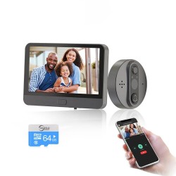 Smart video doorbell - with peephole / PIR motion detection / APP / WiFi - remote controlSecurity cameras