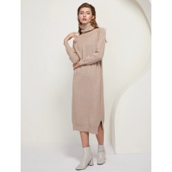 Loose knitted dress - long sweater - with turtleneck / long sleeveDresses