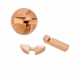 Boule en bois - puzzle de verrouillage - jouet éducatif à débloquer