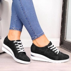 Classic flats loafers - high platform slip-on sneakers - breathable mesh