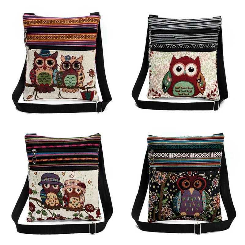 Vintage chinese national style ethnic shoulder for Women - owl design - embroidery -cross body bag