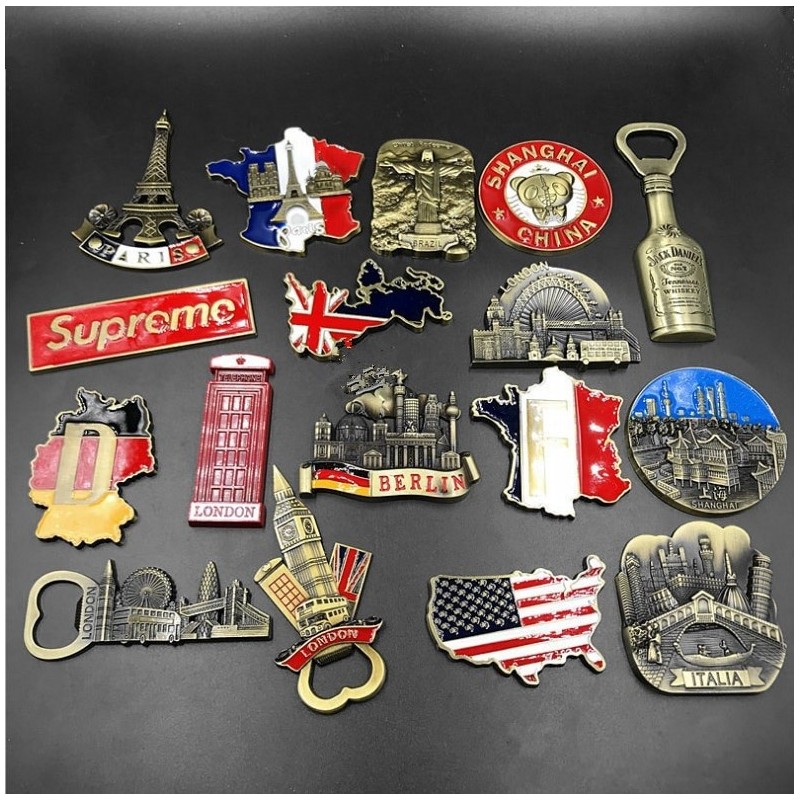 fridge magnets France Germany Brazil Italy metal magnetic refrigerator stick bottle opener creative 3d collection gifts Shanghai