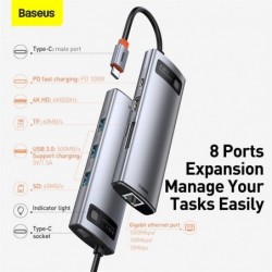 Baseus - USB 3.0 type-C HUB to HDMI RJ45 - SD Reader PD - dock station - splitter - for MacBook ProHubs