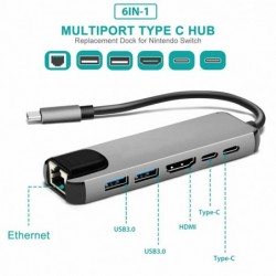 Hub USB-C - adaptateur multiport - répartiteur - USB 3 - HDMI - RJ45 PD
