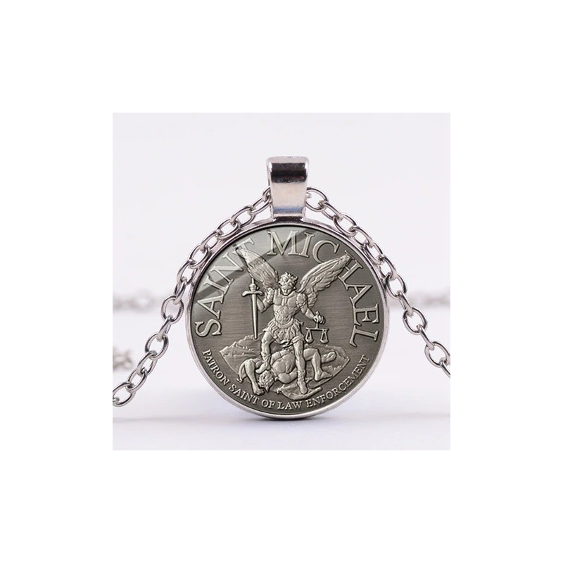 Archangel St.Michael necklace - glass gem pendant -