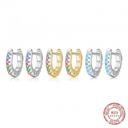 Sterling Silver zircon hoop earrings for women - turquoise in color - high quality - gift