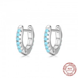 Sterling Silver zircon hoop earrings for women - turquoise in color - high quality - gift