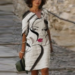 Vintage elegant dress - with floral print / short sleevesDresses