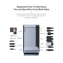 Baseus - USB-C 3.0 / HUB type-C to HDMI - RJ45 VGA SD / TF - power adapter - 17 in 1 docking station for Macbook ProStands