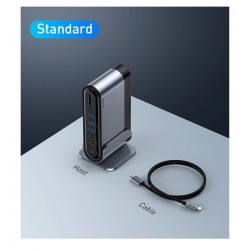 Baseus - USB-C 3.0 / HUB type-C to HDMI - RJ45 VGA SD / TF - power adapter - 17 in 1 docking station for Macbook ProStands