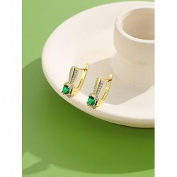 INALIS Gold Plated Stud Earrings For Women Square Green Copper Earring Female Wedding Fashion Jewelry Hot Selling Festival Gift