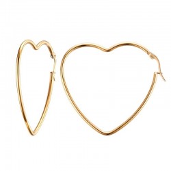 Heart shaped gold colour hoop earrings for women - wedding gift - big heart design -