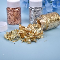 Gold leaf flakes - silver confetti - DIY - crafts -  art - one bottle