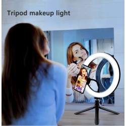 Anneau selfie LED - lampe à lumière d'appoint - avec trépied - pour maquillage / vidéo / photos - dimmable