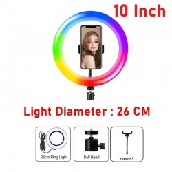 T33CM 26CM RGB led ring light - with tripod - photography - makeup - selfies - video - live