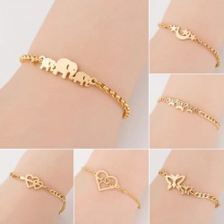 Elegant stainless steel bracelet - elephants / butterflies / hearts